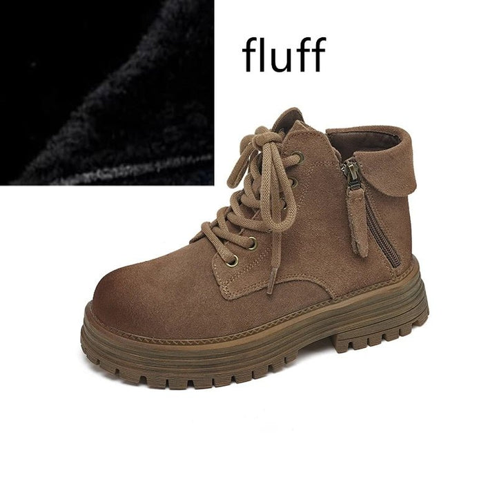 Women's Suede Biker Boots – British Style Zip Ankle Booties - VeauBeauty