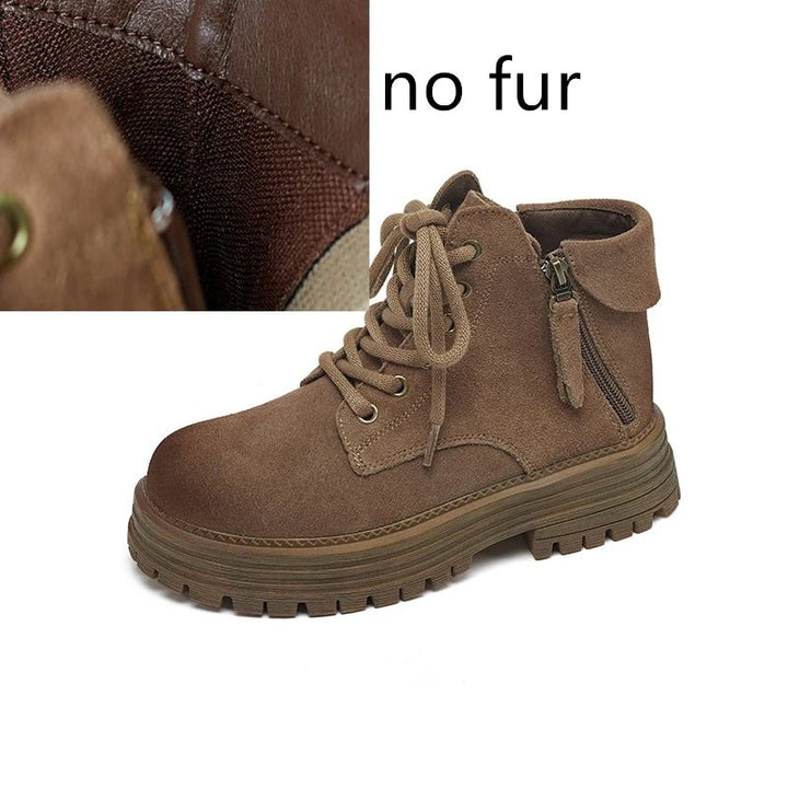 Women's Suede Biker Boots – British Style Zip Ankle Booties - VeauBeauty
