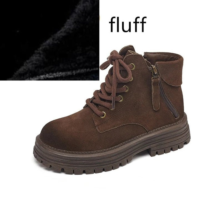 Women's Suede Biker Boots – British Style Zip Ankle Booties - VeauBeauty