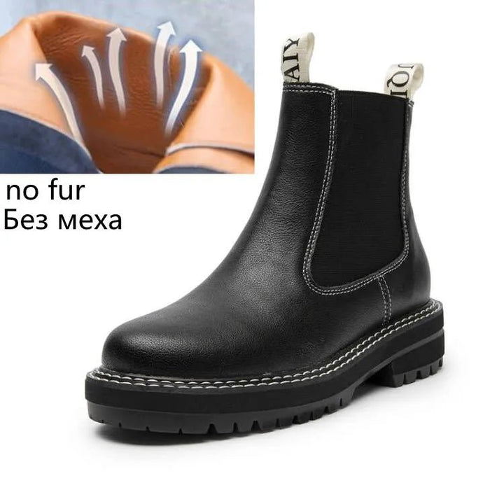 Women’s Suede Leather Chelsea Boots – Large Size Ankle Winter Boots - VeauBeauty