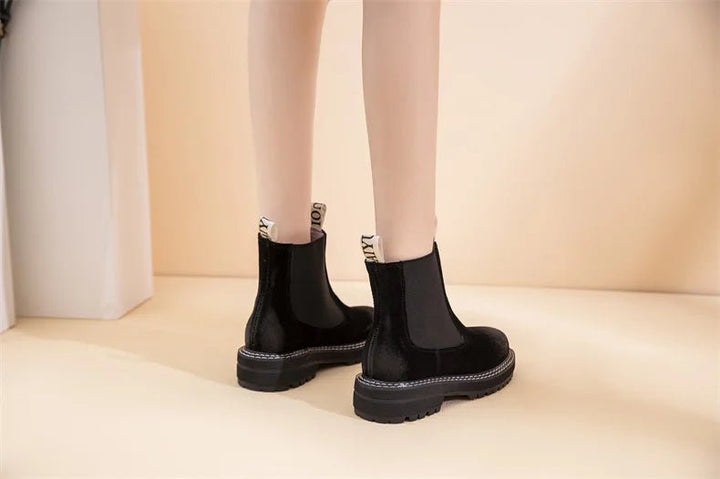 Women’s Suede Leather Chelsea Boots – Large Size Ankle Winter Boots - VeauBeauty