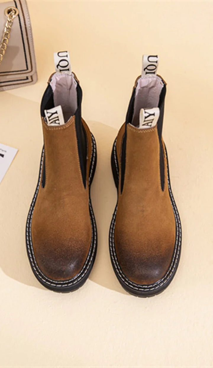 Women’s Suede Leather Chelsea Boots – Large Size Ankle Winter Boots - VeauBeauty