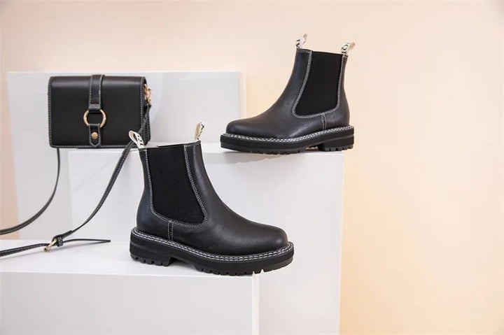 Women’s Suede Leather Chelsea Boots – Large Size Ankle Winter Boots - VeauBeauty