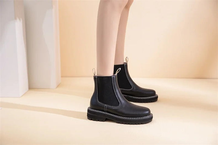 Women’s Suede Leather Chelsea Boots – Large Size Ankle Winter Boots - VeauBeauty