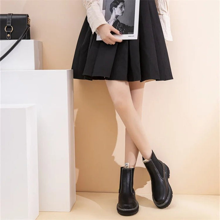 Women’s Suede Leather Chelsea Boots – Large Size Ankle Winter Boots - VeauBeauty