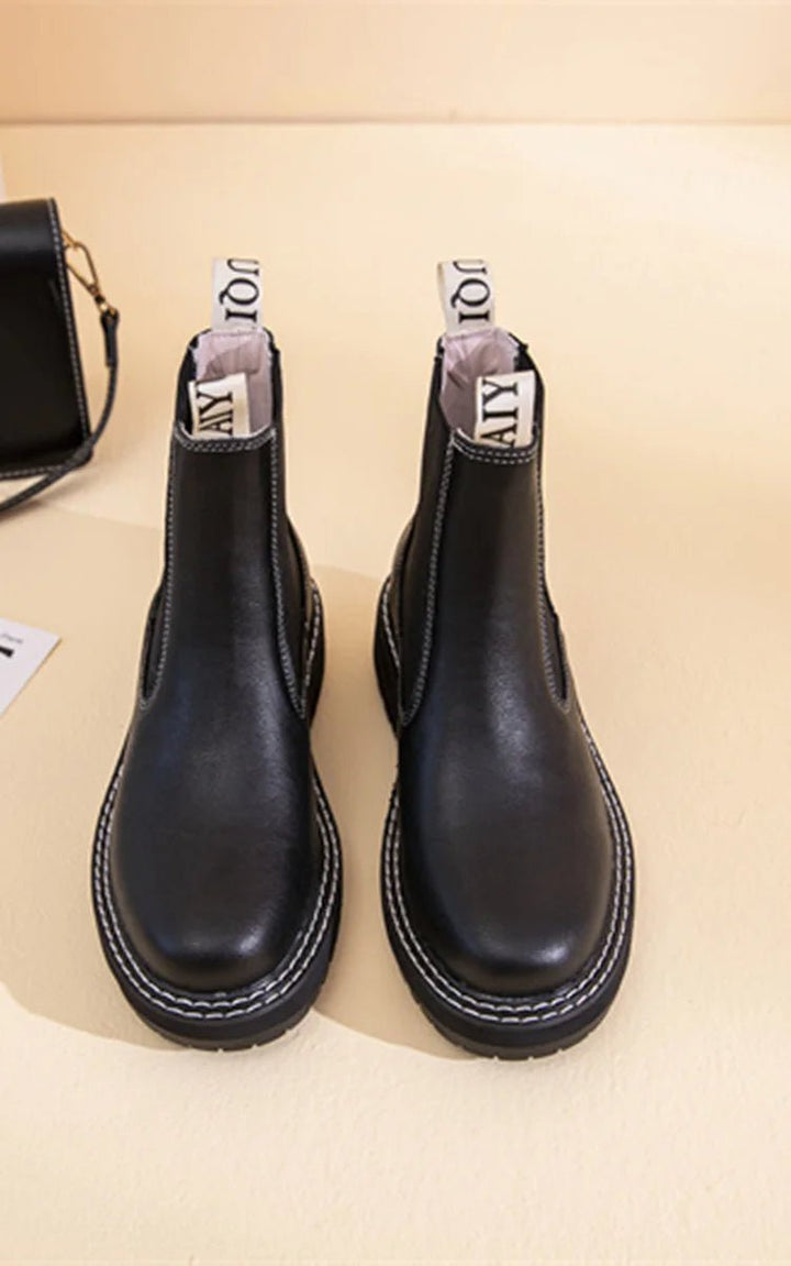 Women’s Suede Leather Chelsea Boots – Large Size Ankle Winter Boots - VeauBeauty