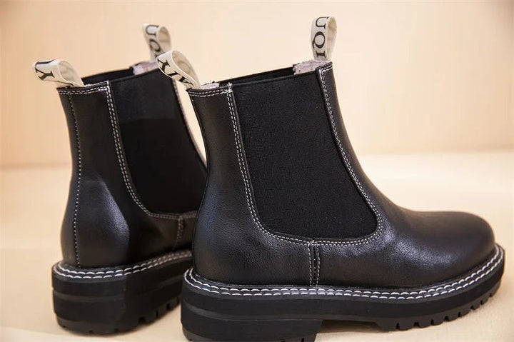 Women’s Suede Leather Chelsea Boots – Large Size Ankle Winter Boots - VeauBeauty