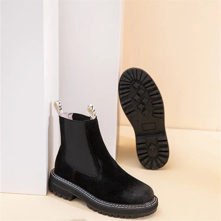 Women’s Suede Leather Chelsea Boots – Large Size Ankle Winter Boots - VeauBeauty