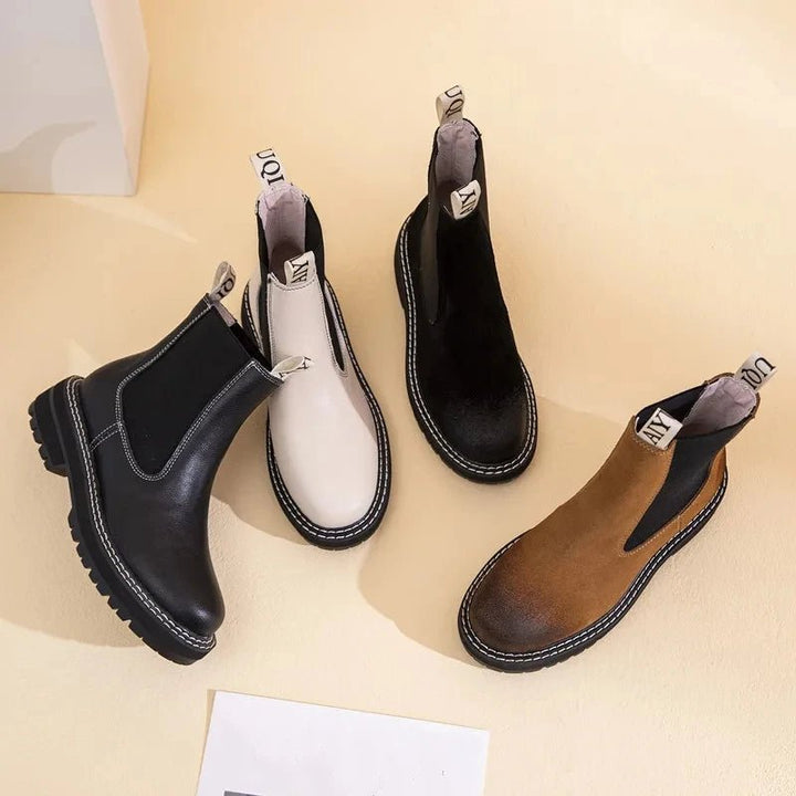 Women’s Suede Leather Chelsea Boots – Large Size Ankle Winter Boots - VeauBeauty