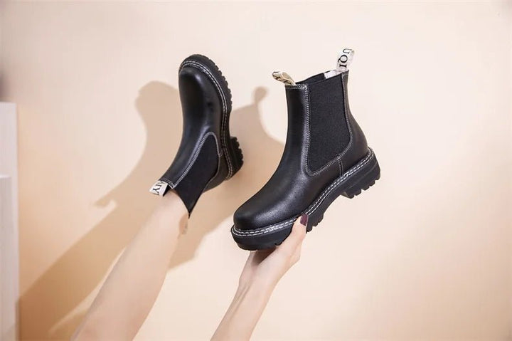 Women’s Suede Leather Chelsea Boots – Large Size Ankle Winter Boots - VeauBeauty