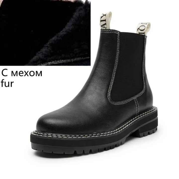 Women’s Suede Leather Chelsea Boots – Large Size Ankle Winter Boots - VeauBeauty