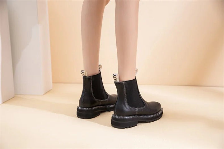 Women’s Suede Leather Chelsea Boots – Large Size Ankle Winter Boots - VeauBeauty