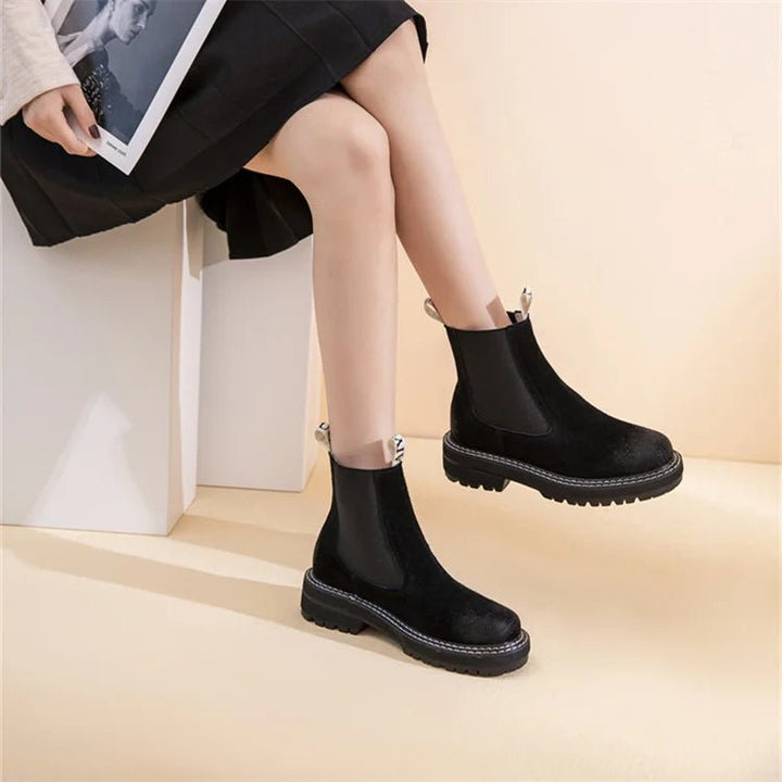 Women’s Suede Leather Chelsea Boots – Large Size Ankle Winter Boots - VeauBeauty