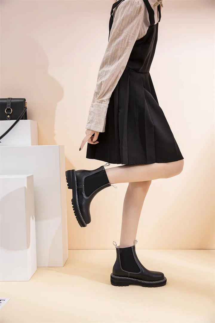 Women’s Suede Leather Chelsea Boots – Large Size Ankle Winter Boots - VeauBeauty