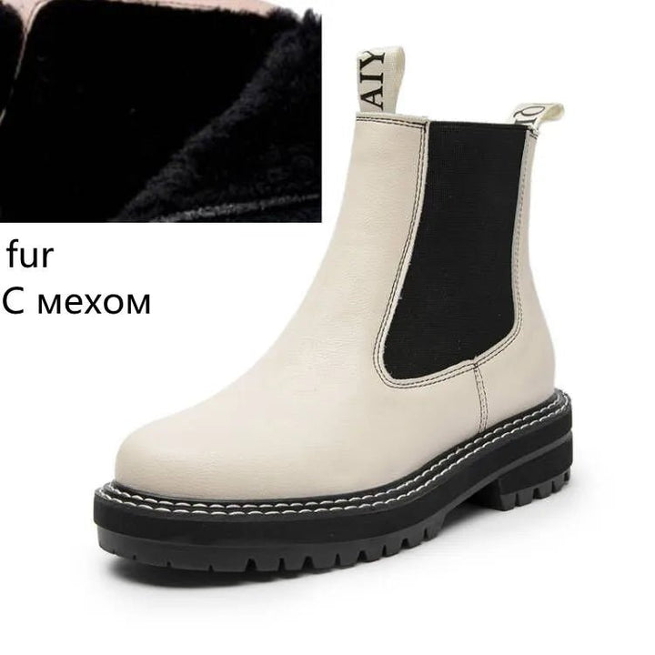 Women’s Suede Leather Chelsea Boots – Large Size Ankle Winter Boots - VeauBeauty