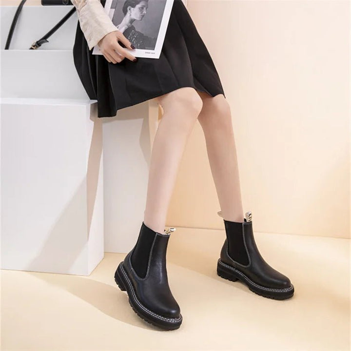 Women’s Suede Leather Chelsea Boots – Large Size Ankle Winter Boots - VeauBeauty