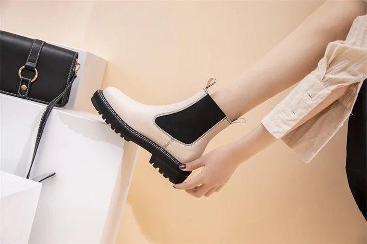 Women’s Suede Leather Chelsea Boots – Large Size Ankle Winter Boots - VeauBeauty