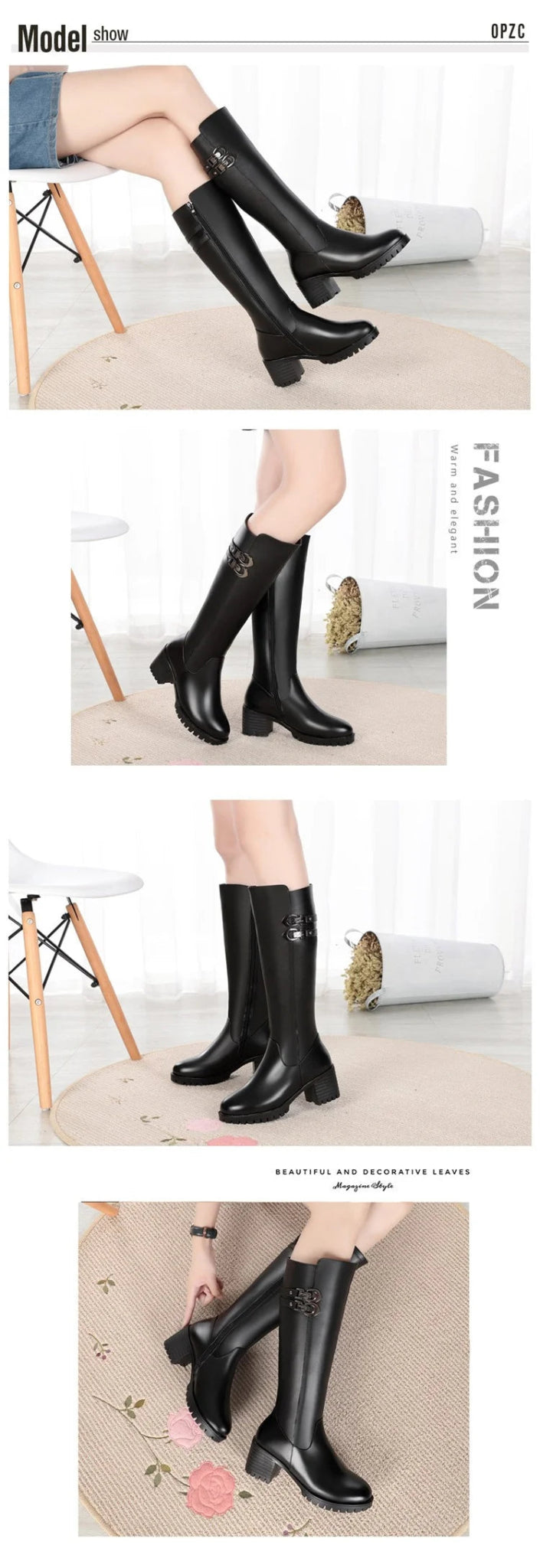 Women's Winter Wool Lined Mid - Calf Leather Boots - High Heel, Sizes 35–43 - VeauBeauty