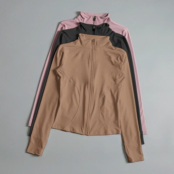 Women's Zip - Up Fitness Yoga Jacket – Long Sleeve Breathable Running Top - VeauBeauty