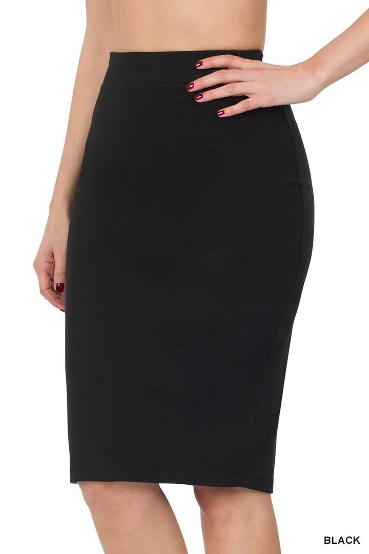 Zenana Premium Cotton Basic Knee Skirt - VeauBeauty