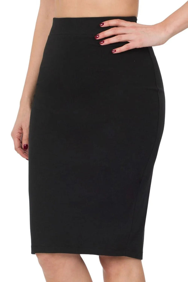 Zenana Premium Cotton Basic Knee Skirt - VeauBeauty